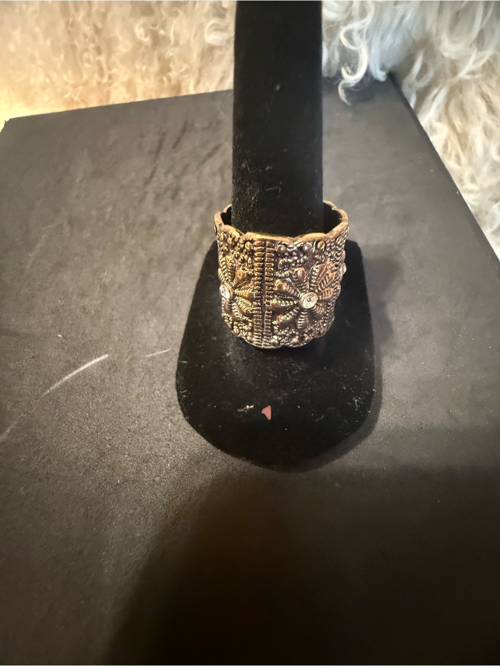 Antique gold Floral Filigree Adjustable Statement Ring